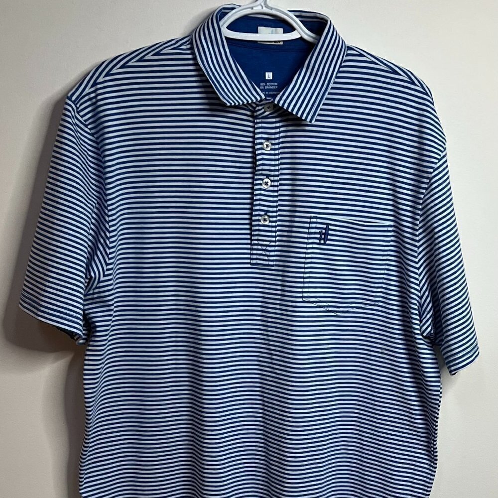 Johnnie-O Polo Shirt Men's Dante Striped Golf Performance Riptide Prep Size L